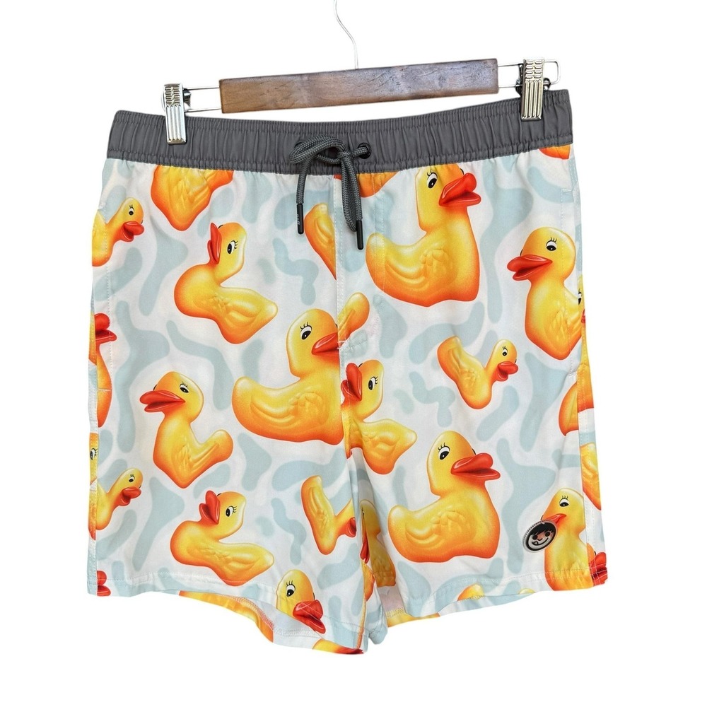 Neff Swim Trunks Mens Large Multicolor Rubber Duck Print Mesh Lined Shorts